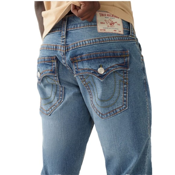 True Religion Other - $199 NEW True Religion Ricky Big T Flap 33x32 Straight Jeans Medium Dust…